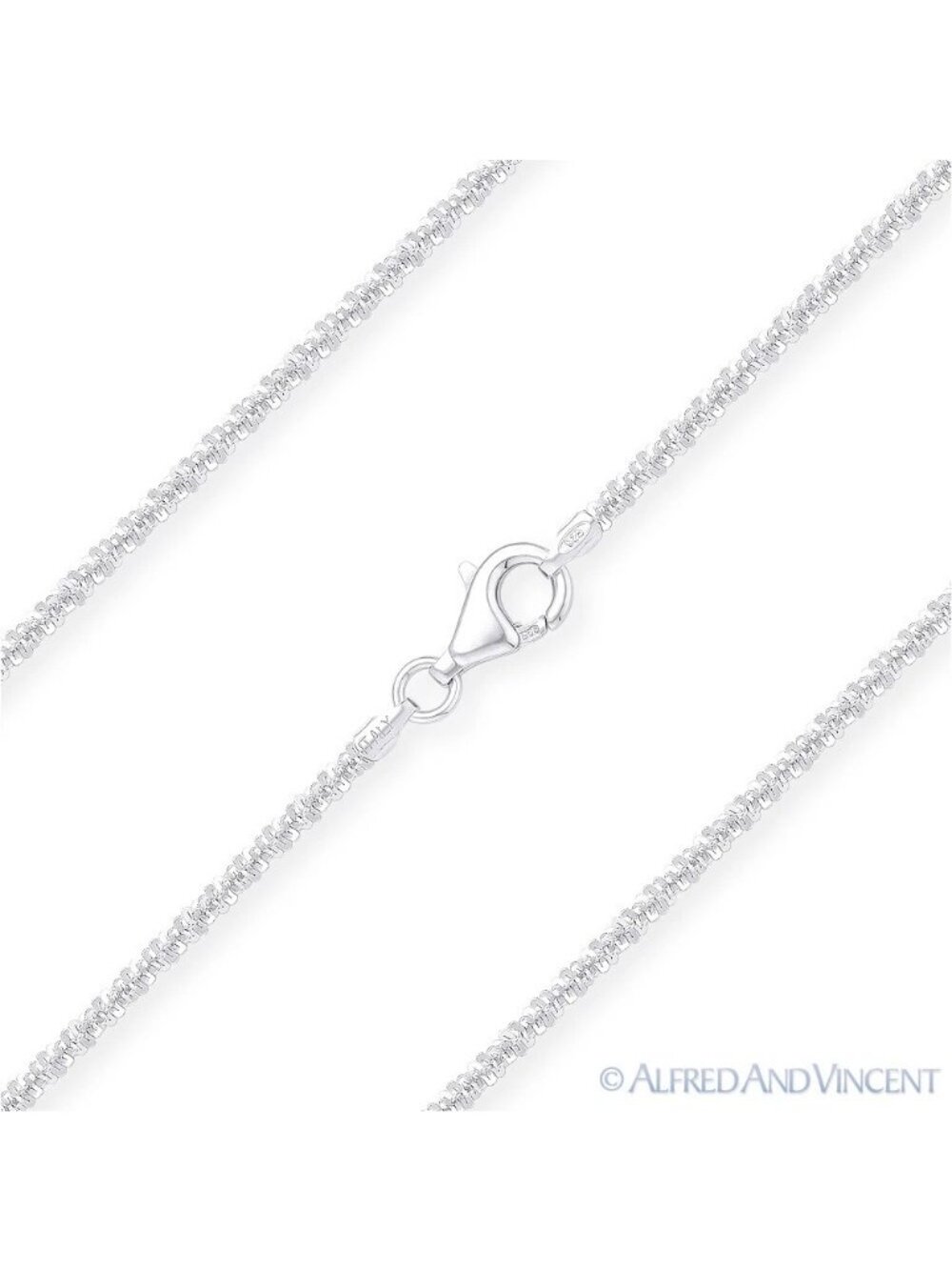 1.6mm Roc Link Italian Sparkle Chain Necklace in Solid .925 Sterling Silver 18"